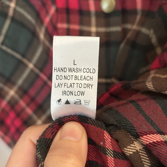 Red and Green Plaid Flannel Shirt Dress - Picture 3 of 7